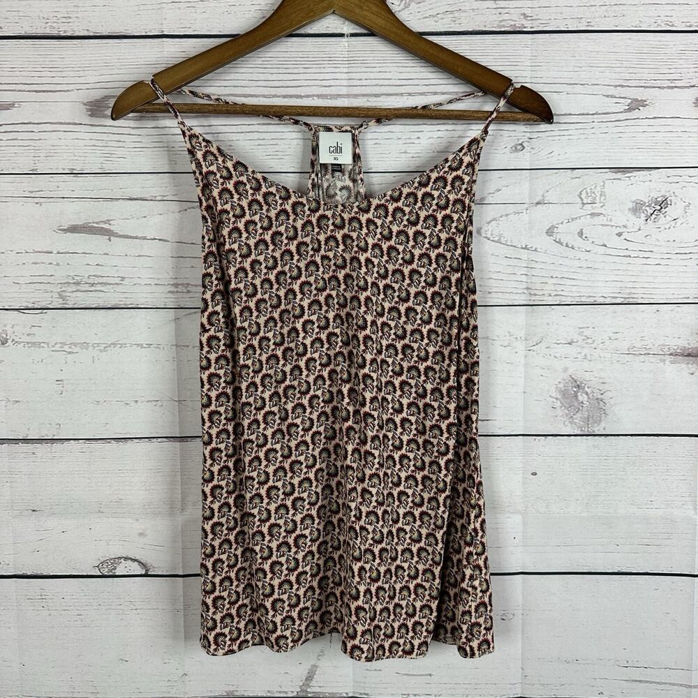 CAbi 5737 Tank Womens XS Multicolor Floral Viscose Adjustable Strap Layer Dainty